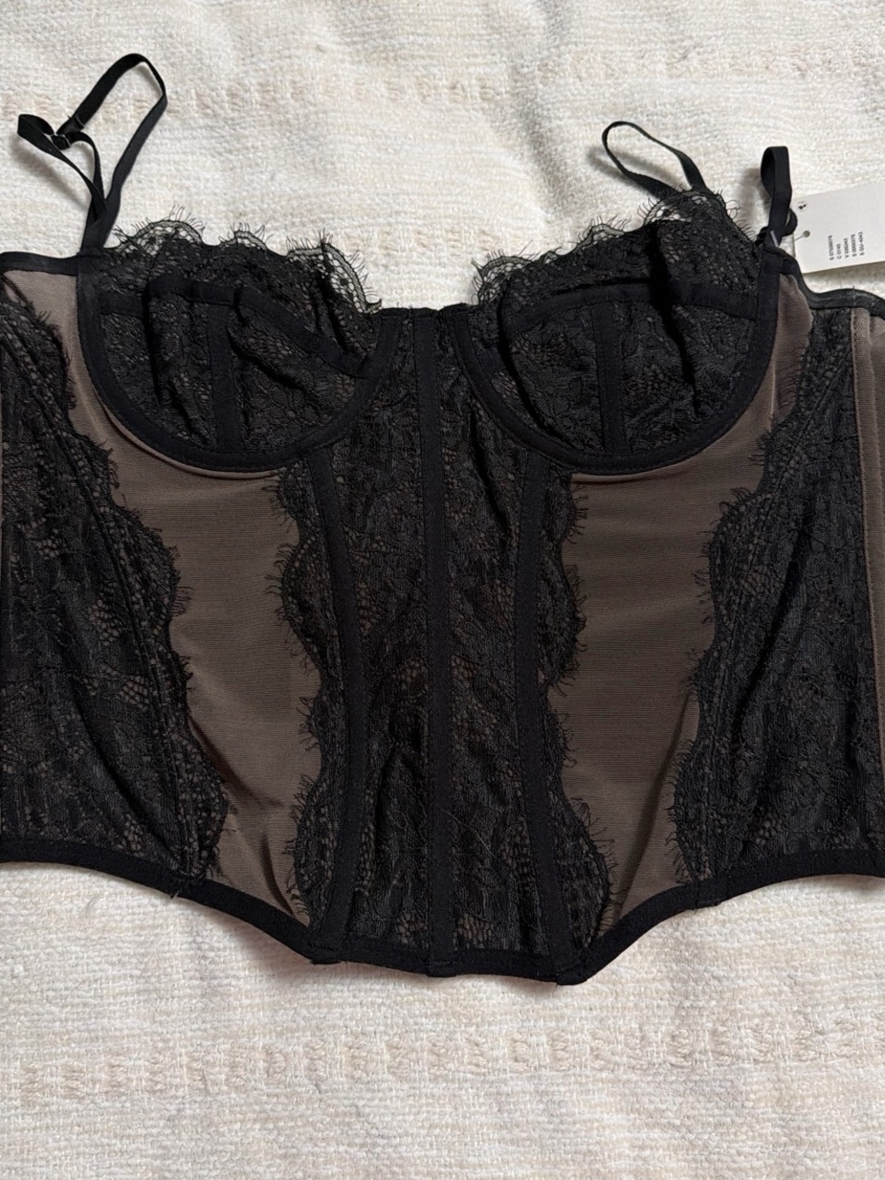 Urban Outfitters Black Lace Longline Bustier